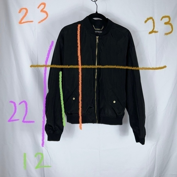 Express Bomber Jacket Full Zip Long Sleeve Light Weight Classic Fit Outerwear - Picture 7 of 14